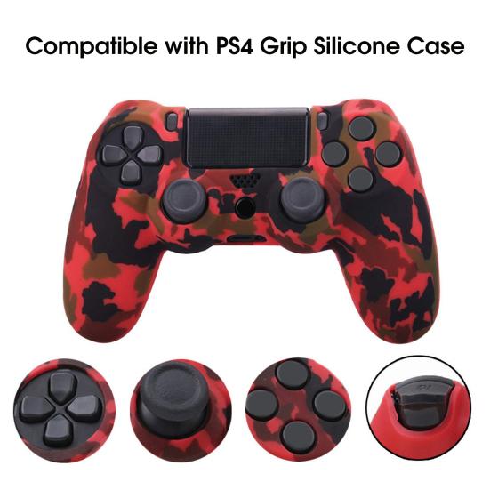 1 Set Silicone Case with Joystick Cover High Flexibility Wear-resistant Dust-proof Smooth Surface Protector Removable Game Controller Skin Grip Cover