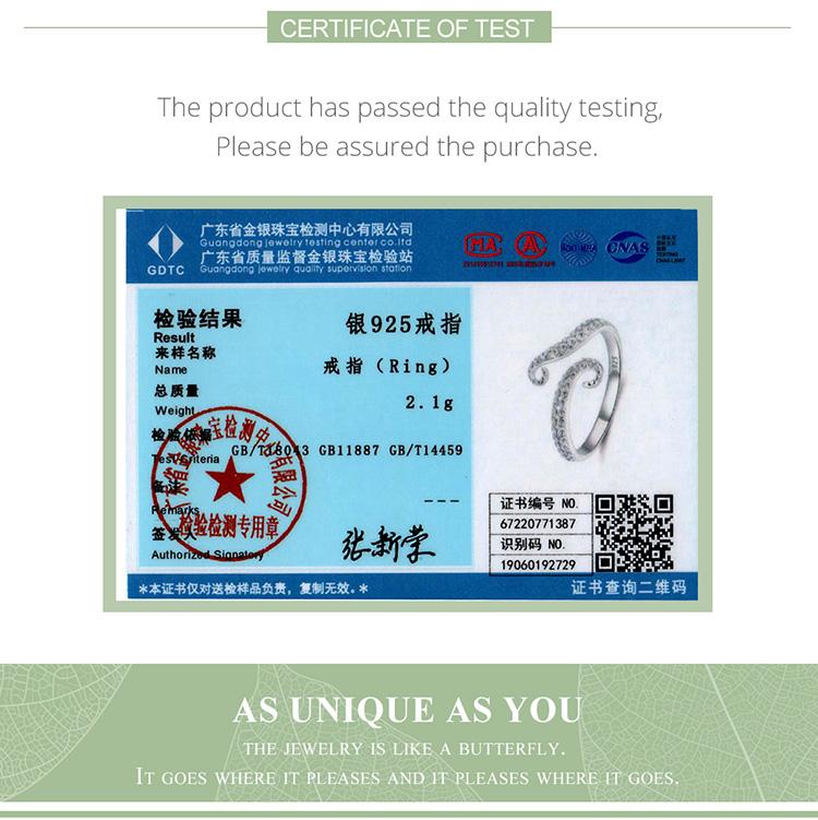 WOSTU 925 Sterling Silver Exquisite Cute Zircon Octopus Whisker Open Ring for Women Fine Jewelry Gift