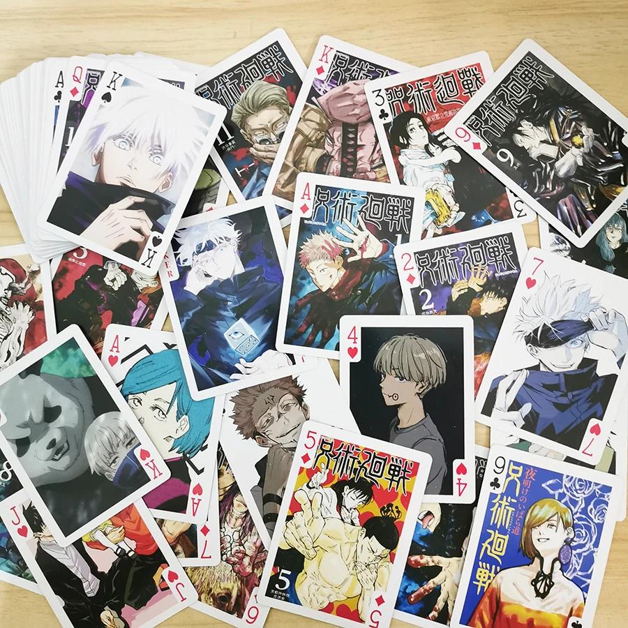54Pcs Cards Anime Jujutsu Kaisen Poker Toy Satoru Gojo Cosplay Board Game Cards Hardcover Collection Box