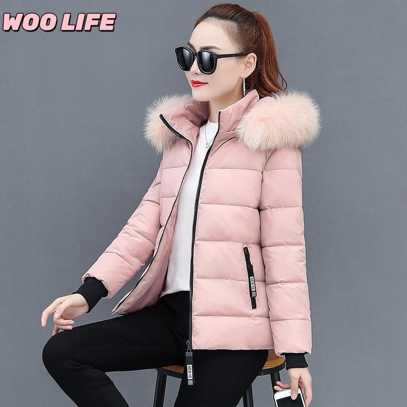 New Short Cotton-padded Jacket Women's Winter Coat Padded Jacket Slim-fit Thickened Big Fur Collar Padded Jacket