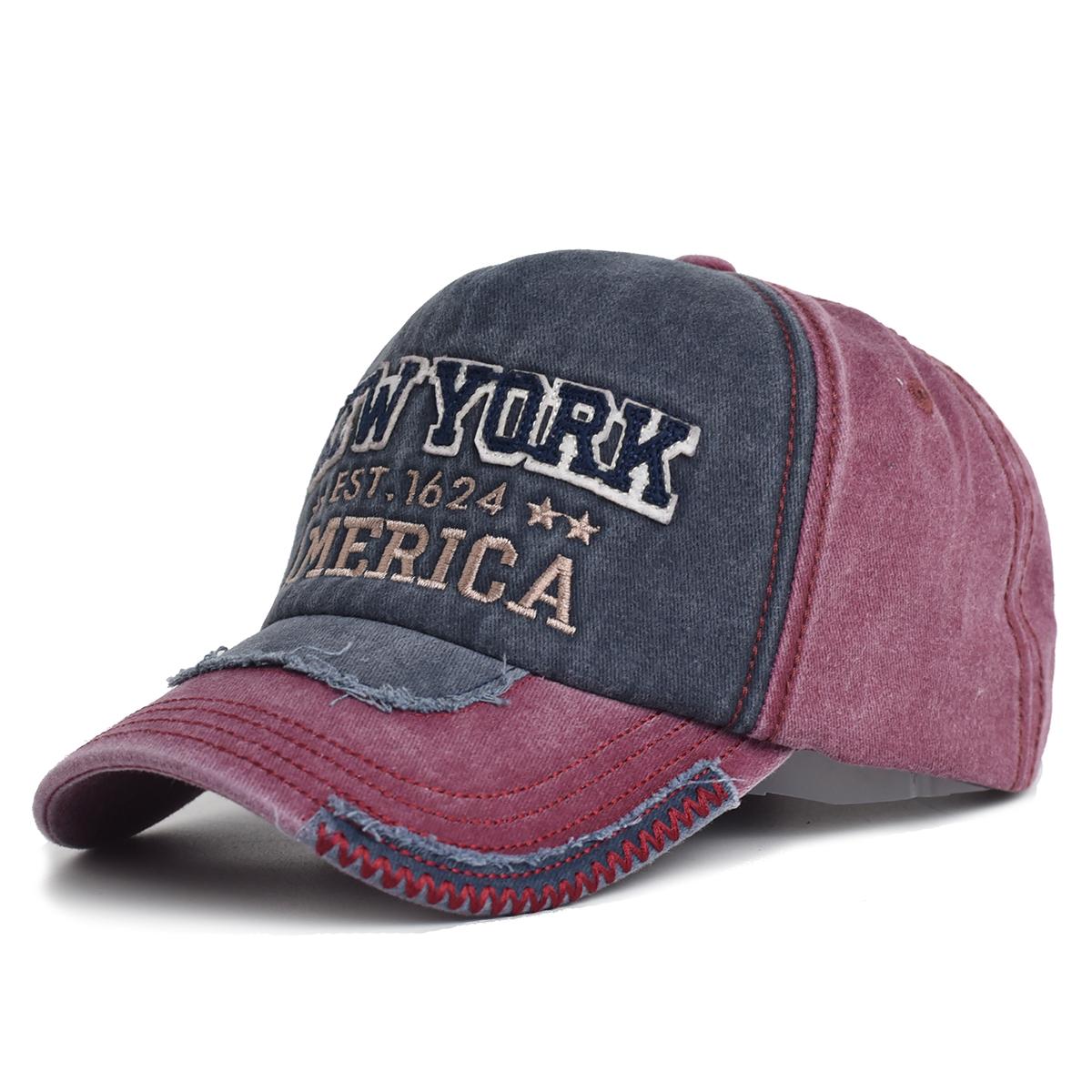 

Unisex Vintage Baseball Cap Washed Cotton Black Letter Embroidery Hat for Men Women Casual Outdoor Sports красный