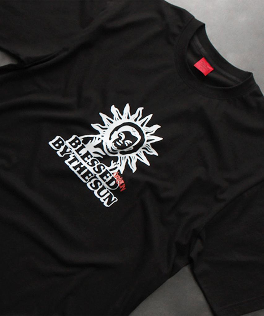 Keuligeon Blessed By The Sun 20S Semi-Oversized Short-Sleeve T-Shirt Black