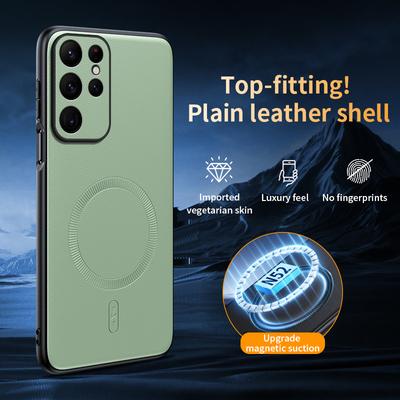 For Samsung S24 Ultra Case Magnetic Leather Shield Cover For Samsung S24 Ultra Anti-Fingerprint Non-Slip PC+TPU