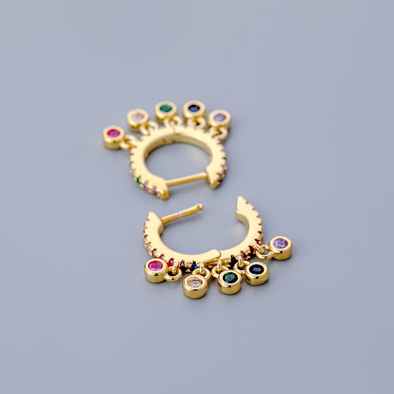 ANENJERY New Colored Zircon Tassel Hoop Earring for Women Girl's Fashion Jewelry Earrings
