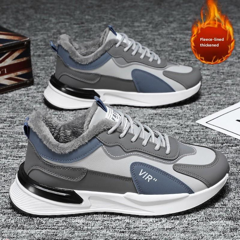 Men's Shoes Winter Plus Fleece Shoes Men's Trend All Match Thick Warm Cotton Shoes Sports Shoes Leisure Daddy Shoes