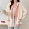 College Style Loose Fitting Hooded Junior High School Cardigan for Spring and Autumn Fashion, Student Knitted Jacket for Women, Cardigan for Women