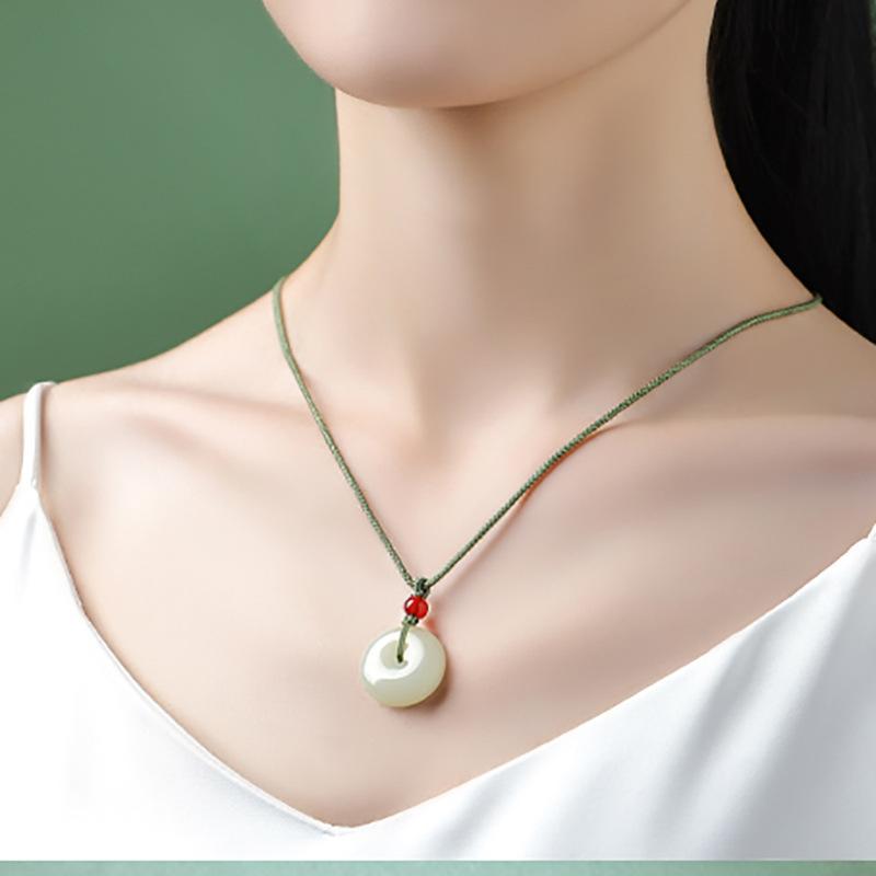 

Natural Authentic Hotan Jade Peace Pendant, Unisex Jade Accessory, Couple s Natural Jade Necklace 14mm【Children s Style