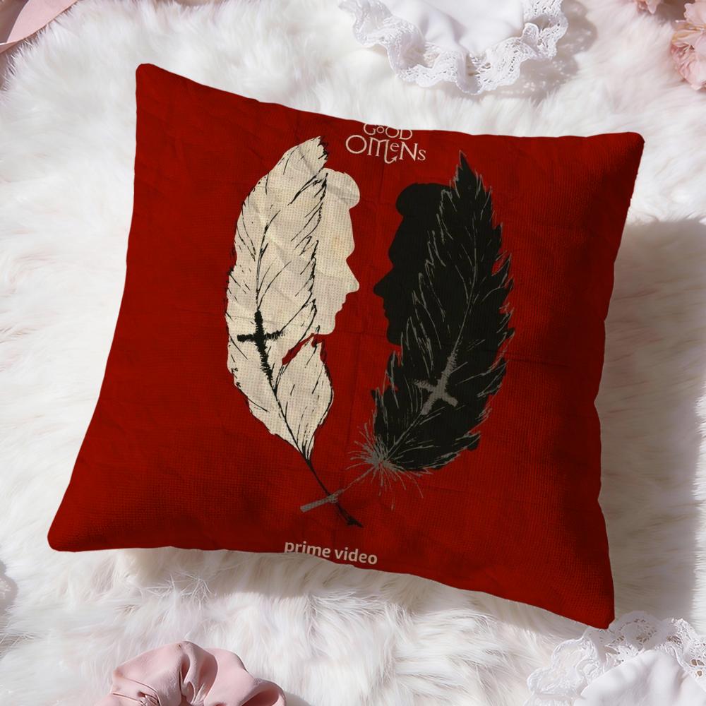 Tv G-Good Omens Cushion Cover Premium Comfort Reversible Pillow Cove -Two in One Design for Any Room & Car Interior