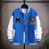 Men's Color-Block Print Baseball Jacket for Students