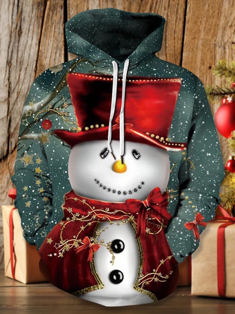 

Рождественская толстовка с капюшоном Мужской пуловер Графические принты Принт Санта-Клауса Повседневная спортивная спортивная одежда Повседневные толстовки с капюшоном 4XL зелёный