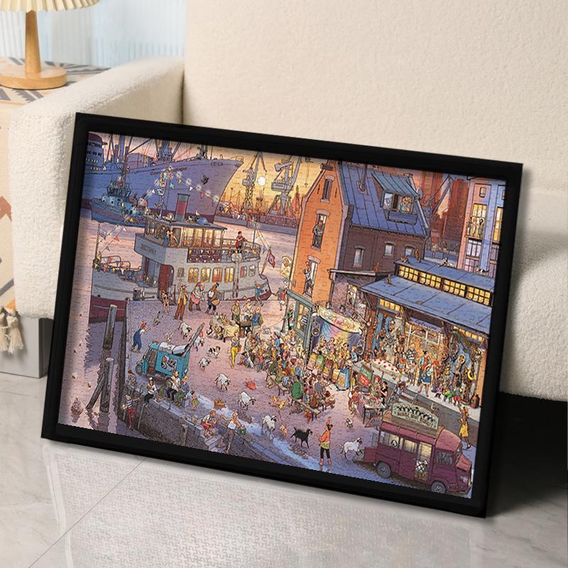 Seaside Fishing Port 1000-Piece Jigsaw Puzzle: Stress-Relief Fun Toy & Holiday Gift for Friends