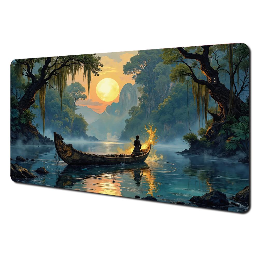 Magic Wooden Boat Large Office Mouse Pad Desk Mat Gamer Pc Accessories Gaming Mat Keypad Mousepad Suitable For Work And Game