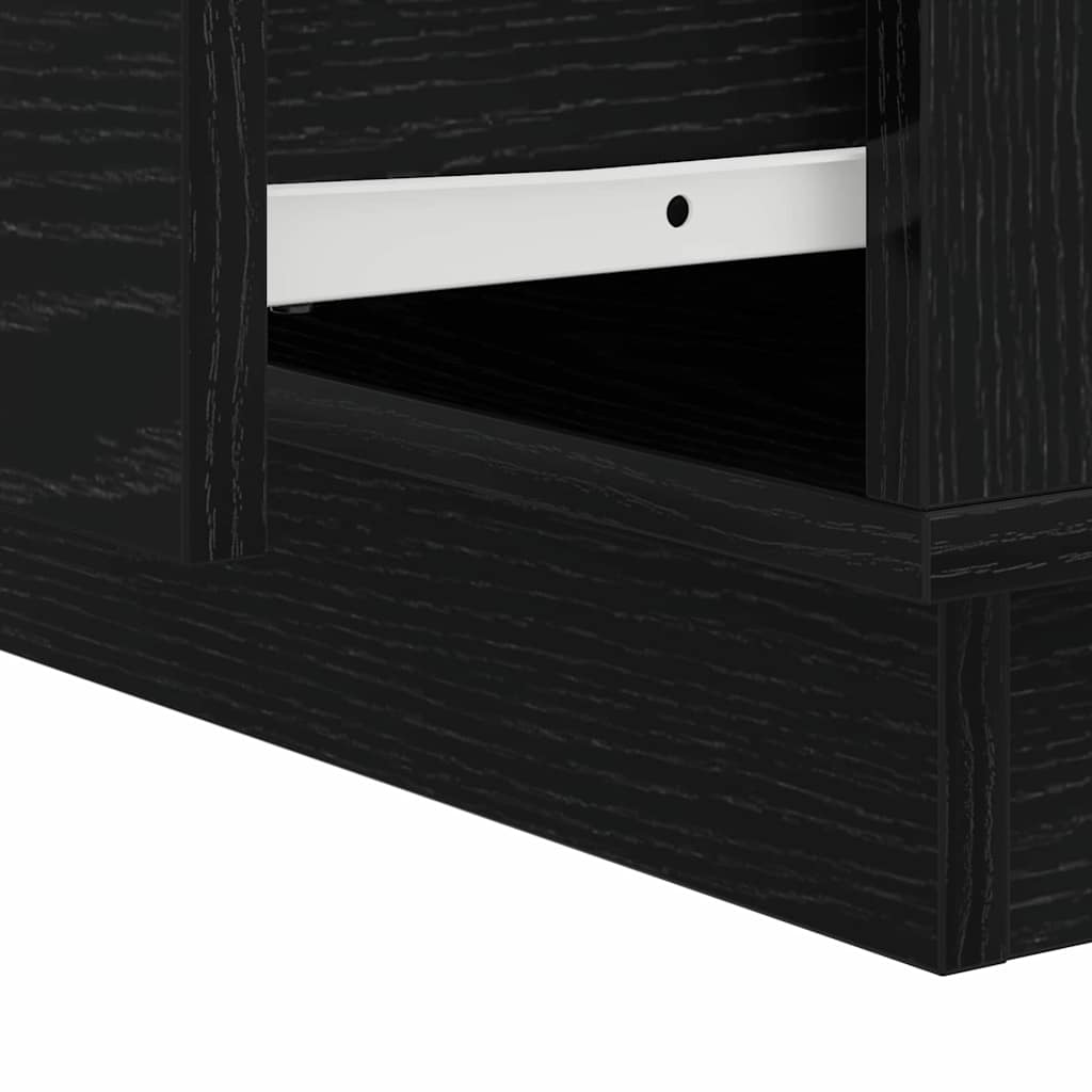 Nightstand Black Oak Look 39 x 34.5 x 50 cm Engineered Wood