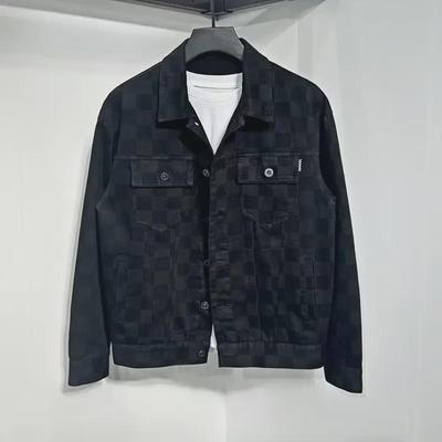 Men's 2023 Autumn Retro Plaid Black Denim Jacket - Fashion Brand