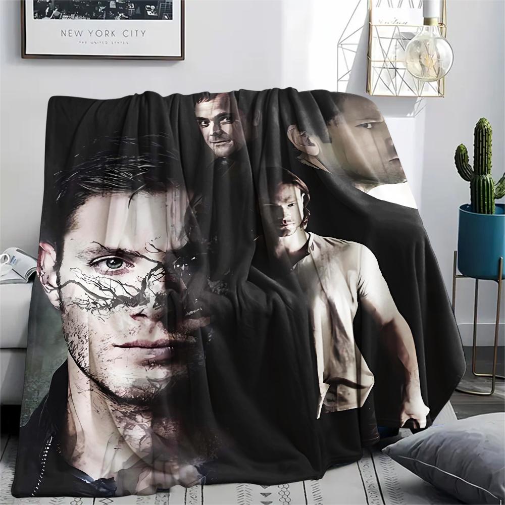1Pc Supernatural Brothers Print Flannel Blanket, High quality Comfortable for All Seasons, Home Decor, Warmth and Comfort, Perfect for Christmas Gifts