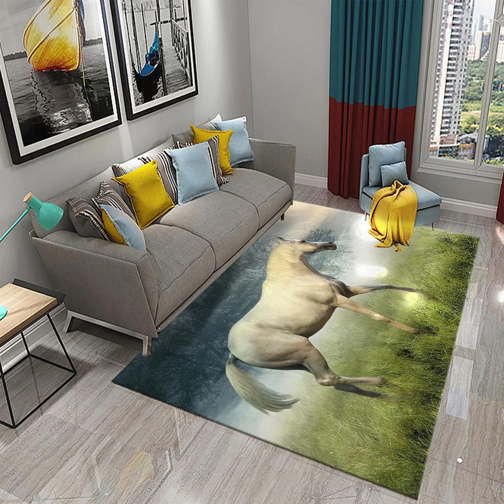 3D Horses Carpet Running Animal Carpet for Bathroom Entrance Door Mat Living Room Kitchen Non-Slip Carpet Bedroom Doormat Rugs