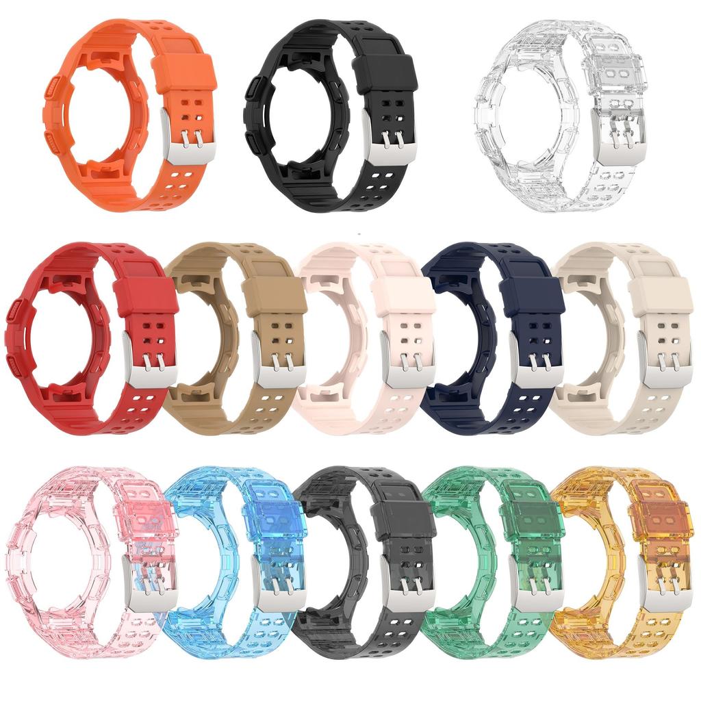 2in1 Strap For Samsung Galaxy Watch FE 6 5 4 40MM Smart Wristband 20mm WatchBand Silicone Bracelet belt Transparent Band&case