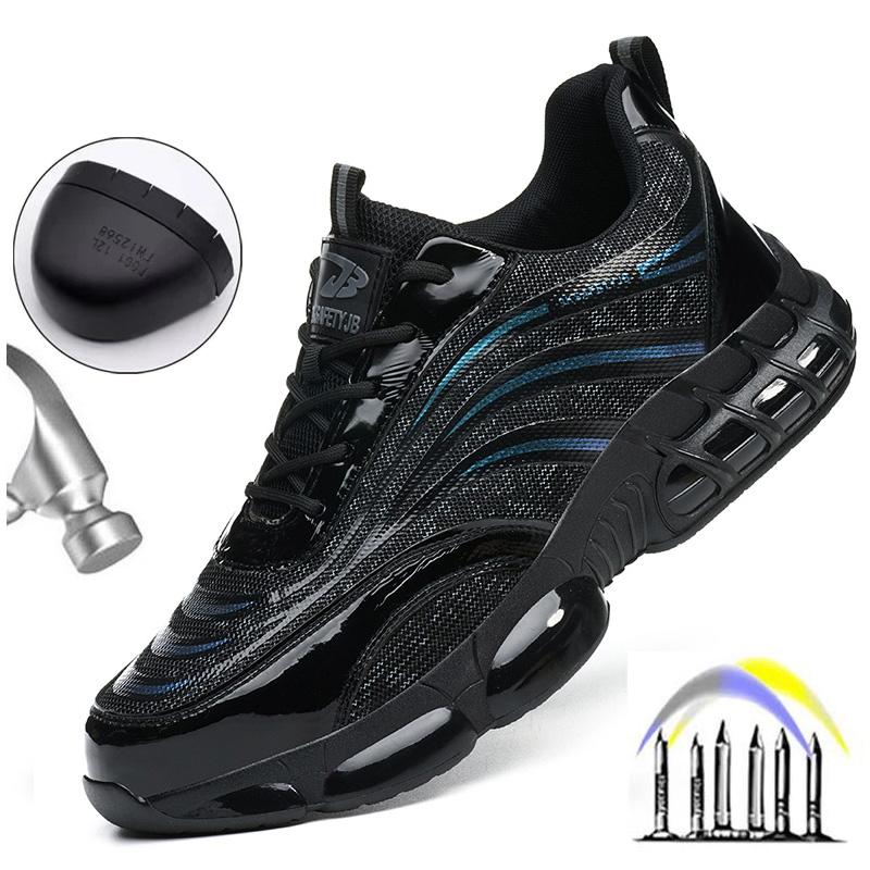 

Рабочие защитные ботинки со стальным подноском, удобная защитная мужская обувь, промышленные защитные ботинки для мужчин для работы, легкие кроссовки для работы 44 синий/чёрный