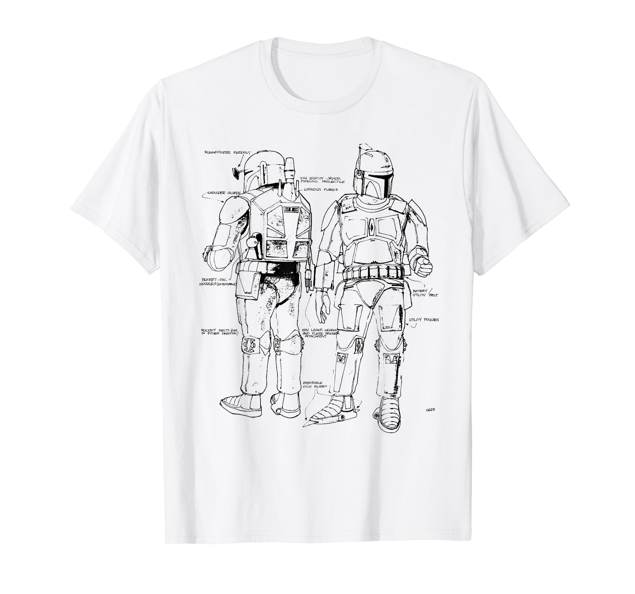 

Star Wars Boba Fett Armor Diagram T-Shirt