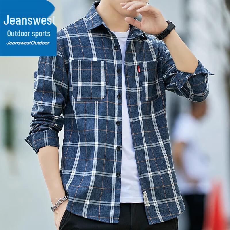 Мужская клетчатая рубашка с длинным рукавом Jeanswest для активного отдыха XL