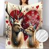 1pc Cozy Brown Fawn & Hearts Winter Forest Fleece Blanket - Soft Plush White -Like Texture (No, Fleece), All-Season Warmth for Bed, Couch, Camping - B