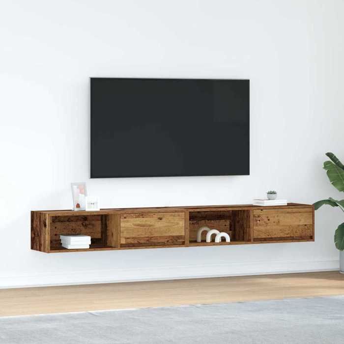 VidaXL TV Furniture 2 Pcs Old Wood 100x31x25.5 Cm Engineered Wood, TV Bench, Hi-fi Cabinet, Entertainment Center, Buffet 861487