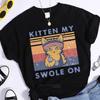 Kawaii Kitten My Swole On Female Tshirt Breathable Summer T Shirt Casual Quality Crop Top Streetwear Personality Women Tshirts