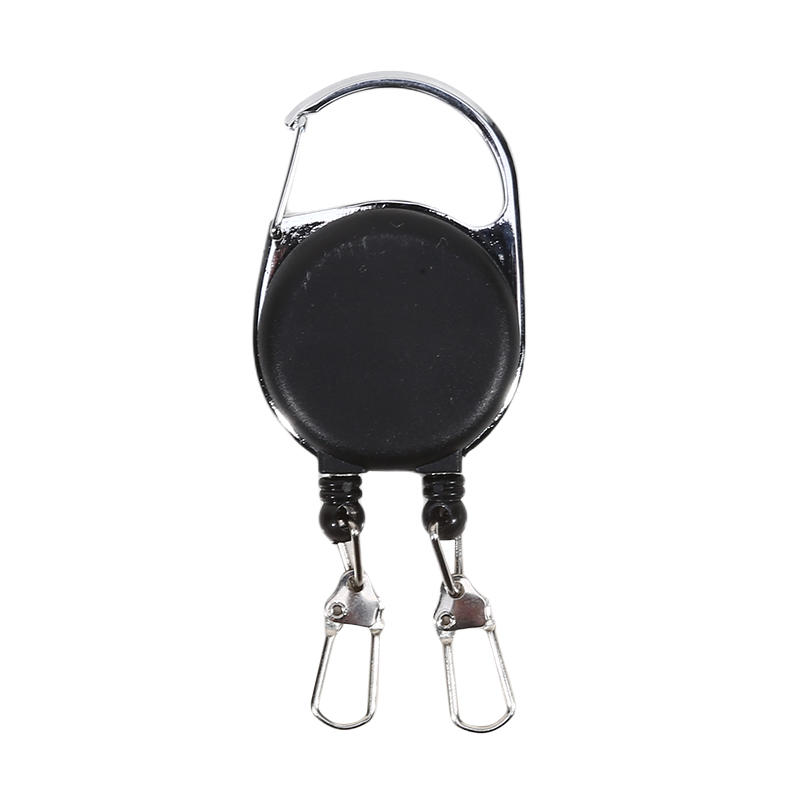 

Retractable Key Chain Reel Badge Holder Keychains Double Headed Keys Holder with Reel Cord-ID-Badge Holder Landyard Badge Reels чорний
