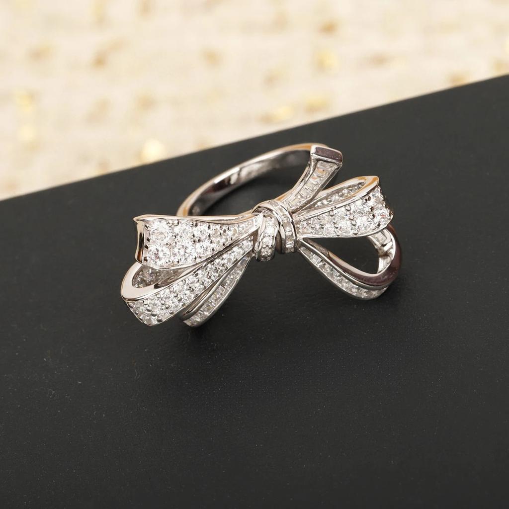New Hot Brand Vintage Women's Rings Luxury Jewelry For Women Bowknot Type Designer Fashion Pure 925 Silver Lady Party Rings