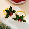 Christmas Berry Leaf Napkin Ring, Holiday Dining Table Decoration