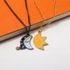 A Set Couple Sun and Moon Splicing Necklace Good Night Expression Pendant Necklace for Women Men Valentine's Day Gift