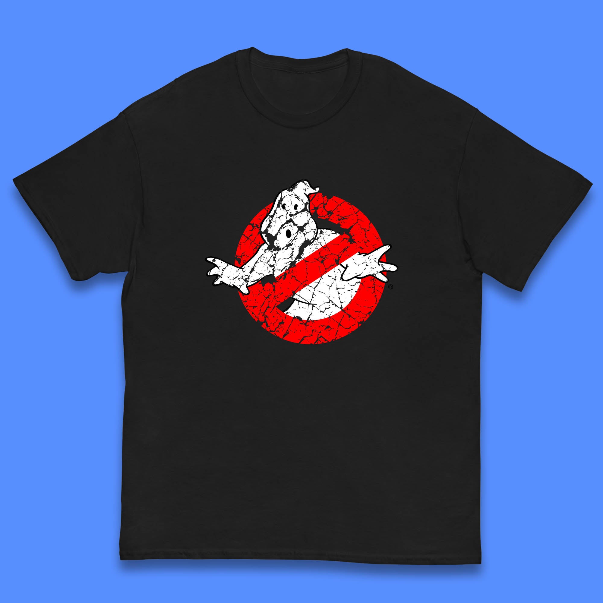Distressed The Real Ghostbusters No Ghost Symbol Retro Halloween Movie Costume Kids T Shirt 130