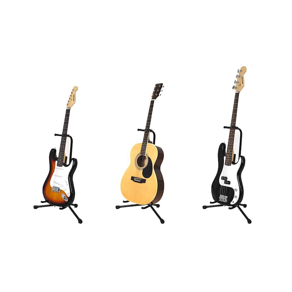 KC Kyoritz Guitar with Rubber Attachment Stand, GS-01A/BK, Black, Anti-Tip