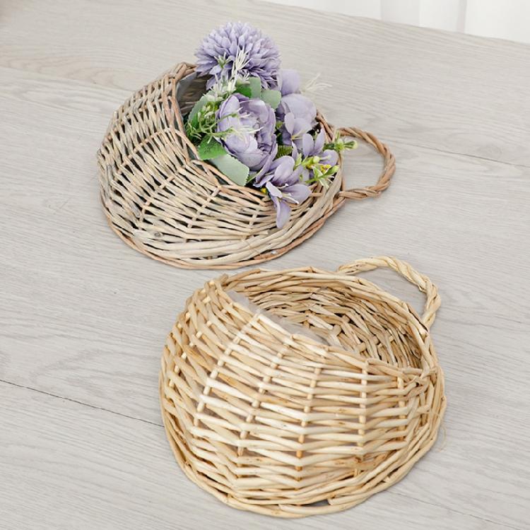 Panier à Fleurs en Osier Rotin Fait Main Suspendu au Mur Pour Jardin Plante Grimpante Pot Support de Plantes Décoration Intérieure Jardinière Murale