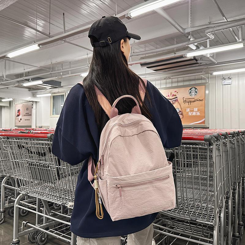 College style schoolbag female college student simple solid color large capacity commuter backpack lightweight versatile high school backpack