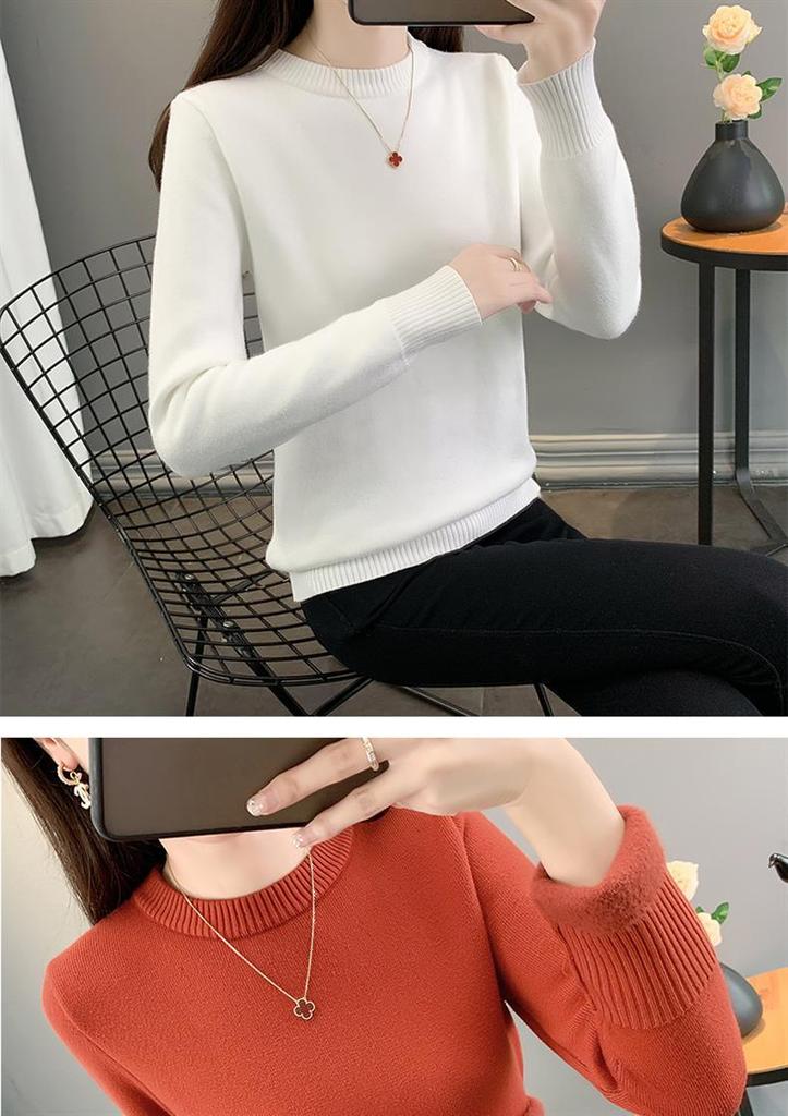 2025 Women's Plus Velvet Knit Base Layer Sweater - Autumn/Winter Thickened One-Piece Top