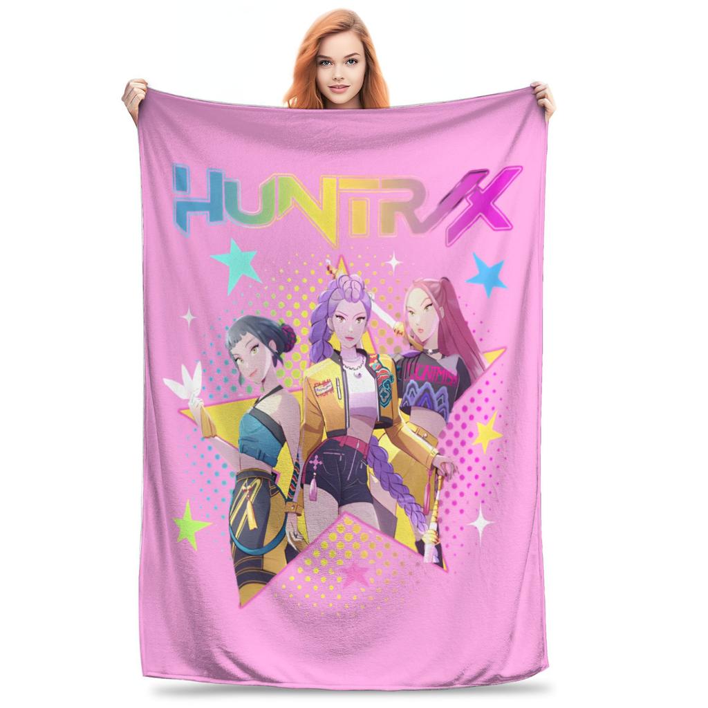 Saja Boys Huntrix Blanket Kpop Demon Hunters Flannel Awesome Warm Throw Blanket for Bedding Lounge  Winter