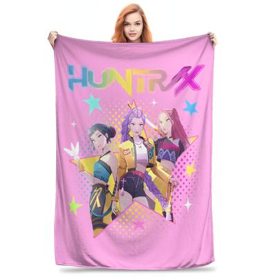 Huntrix Kpop Demon Hunters Blankets  Zoey Rumi Mira Fuzzy Vintage Warm Throw Blankets for Home Decoration