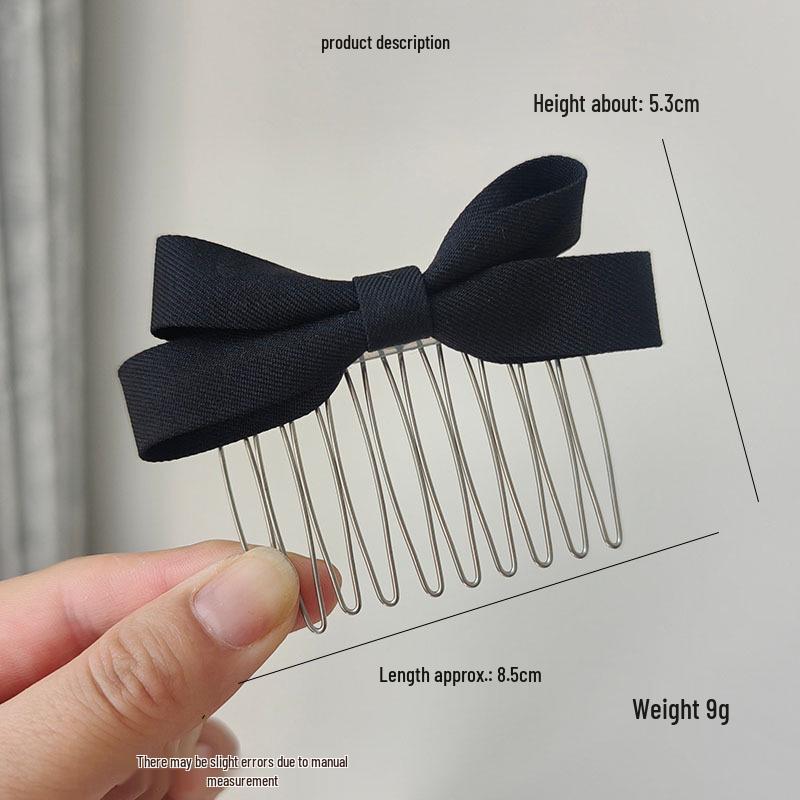 Korean Style Sweet Bow Bangs Clip Hair Comb – Elegant Fabric Hair Accessory for Women