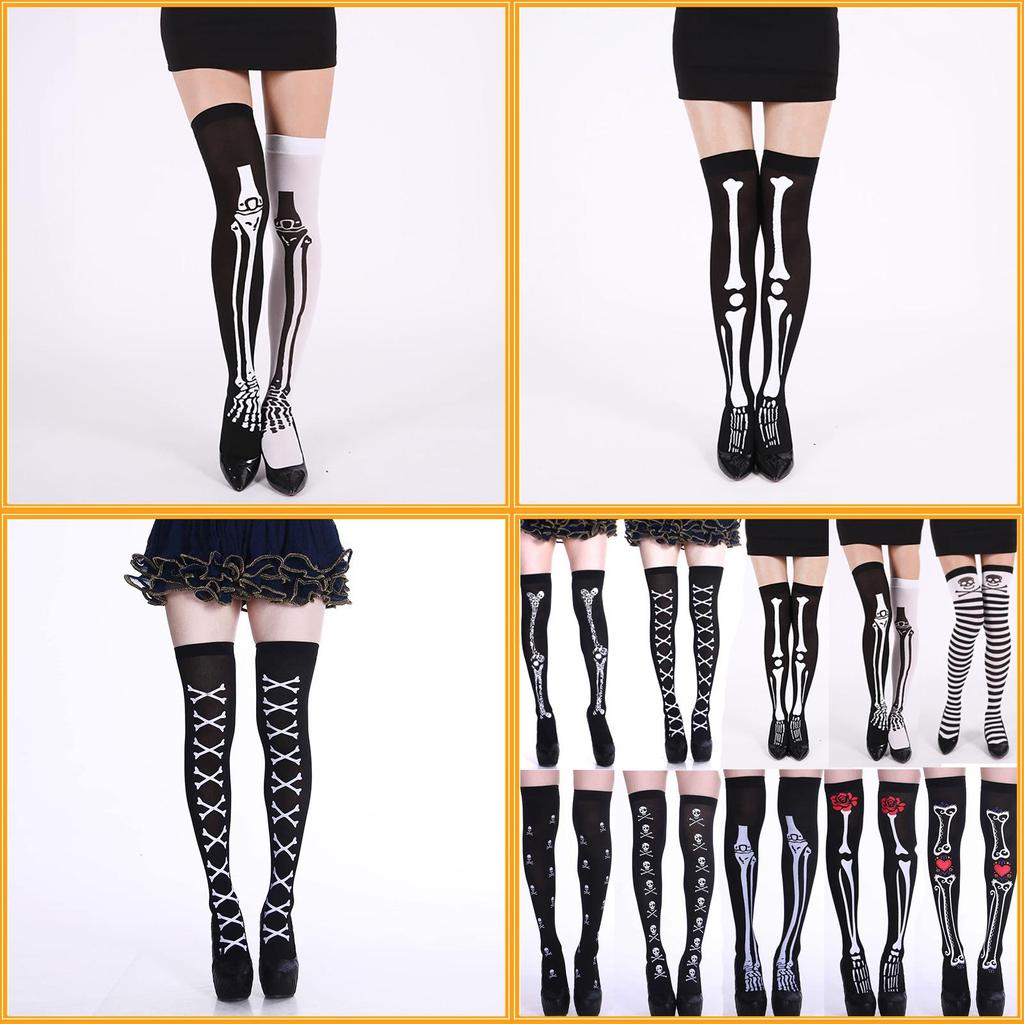Trendy Halloween Skeleton Tights Super Thin Nylon Anti-friction Odor-resistant