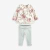 Girls' Floral Suit, Long-Sleeved Top, Leggings, Two-Piece Set, Kidsren's Pure Cotton Autumn Clothing, Baby T-Shirt Two-Piece Set 6