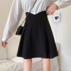 2024 Neuer Koreanischer Stil Damen Schwarzer Plissierter A-Linien Hohe Taille Midi-Rock