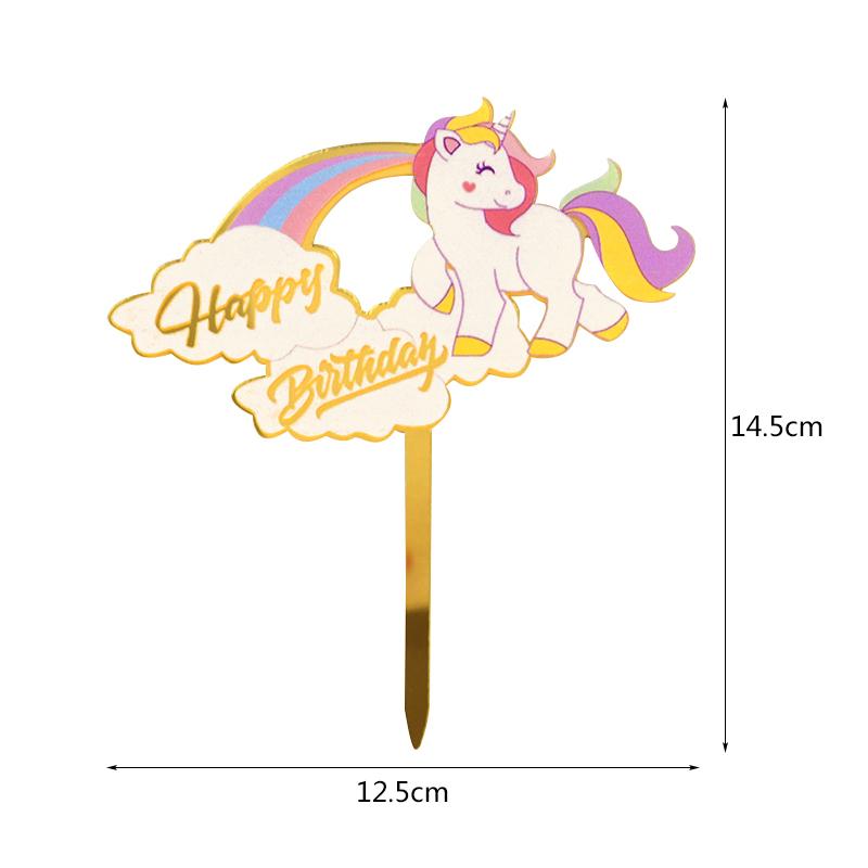 

Acrylic Cake Topper Happy Birthday Cake Decorations For Baby Shower Mermaid Unicorn Party supplies Wedding Dessert