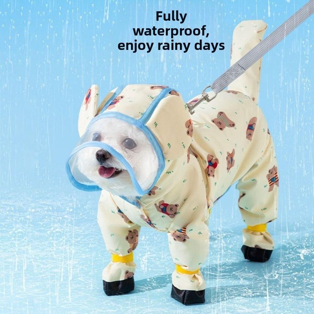 Windproof Dog Rain Cloak Cartoon Four Leg Raincoat Stylish Small Dog Clothes  Cats