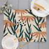 Fresh Simple Abstract Small Leaf Branch Printing Linen Placemat for Dining Table Drink Coaster Home Decoration Modern Kitchen