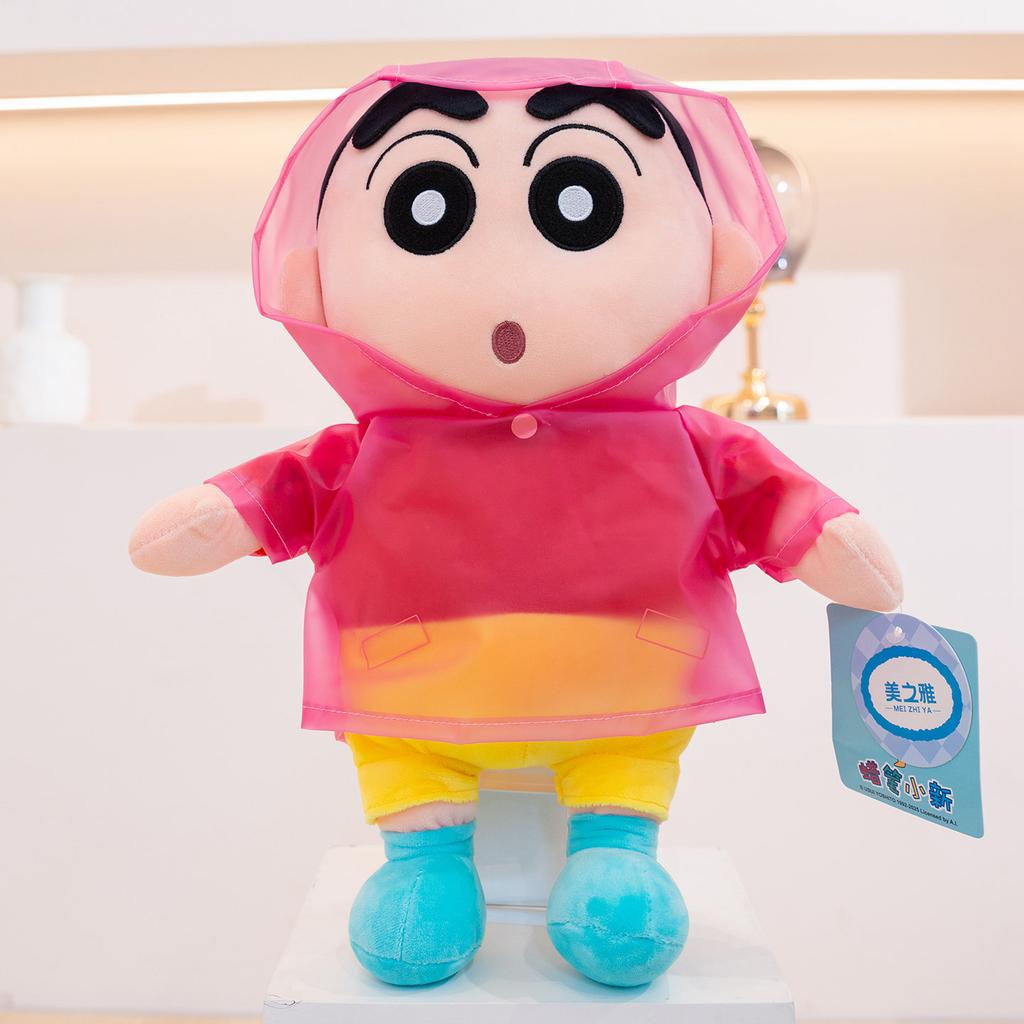 Original Crayon Shin Chan Plushies With Raincoat Soft Cuddly Japanese Style Anime Kawaii Doll Xmas Gifts Girl