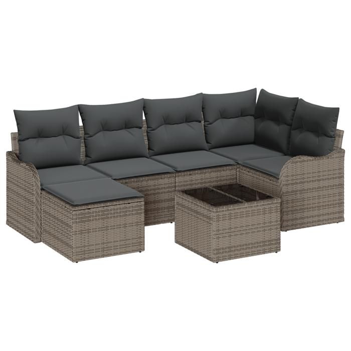 VidaXL Ensemble de Canapés de Jardin en Poly Rattan Noir avec Coussins de 6 Pièces 3345779