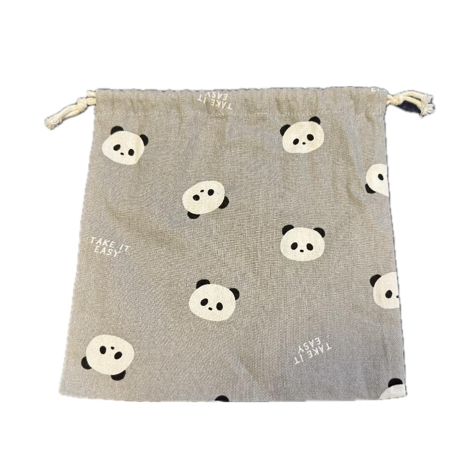 Set of 2 Panda-patterned School Lunch Drawstring Bags for School, Daycare, and Kindergarten. Perfect for Elementary School Students.