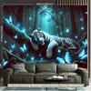 2D flat tiger-lying forest dreamy butterfly group background fabric suitable for living rooms and bedrooms polyester fiber