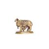 Holy Kamdhenu Cow and Calf Brass Figurine (8 Cm X 5 Cm X 6, Golden and Yellow)
